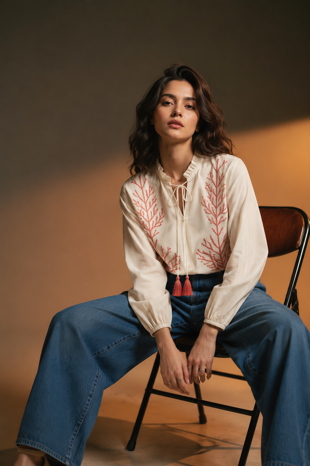 ELVIRAH Coral Bloom Cotton Top