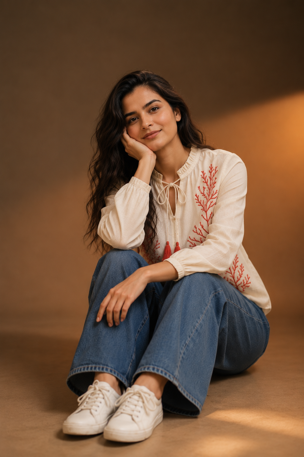 ELVIRAH Coral Bloom Cotton Top
