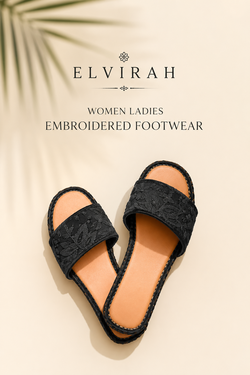 Midnight Bloom Embroidered Slides