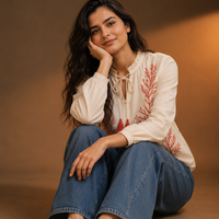 ELVIRAH Coral Bloom Cotton Top