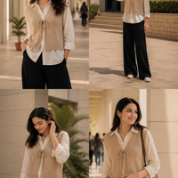 ELVIRAH Sandstone Muse Layered Top